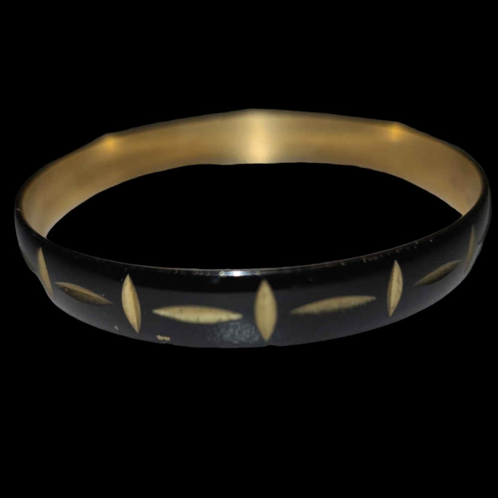Solid Brass with Black Enamel Bangle Bracelet Lot 4